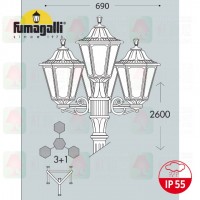 fumagalli rut ricu bisso 3+1 e26_157_S31_e27 outdoor waterproofed pole lamp ip55