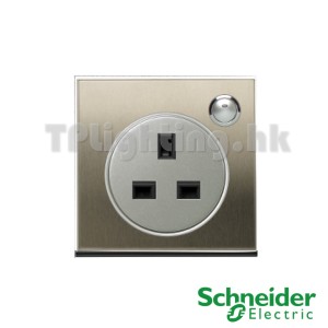 ulti single gang 13a switched socket led indicator silver hairline metal UC15_302