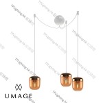 V02215+V04090 “ACORN BRASS” 3xPolished Brass Amber Glass Aluminum Cannonball Pendant Lamps