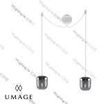 V02214+V04089 “ACORN smoke 2xPolished Brass Amber Glass Aluminum Cannonball Pendant Lamps
