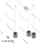 V02214+V04090 “ACORN smoke” 3xPolished Brass Amber Glass Aluminum Cannonball Pendant Lamps