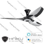 haiku 52 black short mount polished aluminium led light ceiling fan