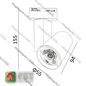 tl-f04-8092 white track light gu10 路軌燈 dimension