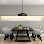 Modern interior dining room with table 3D rendering