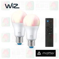 wiz 彩光燈泡 60W E27螺頭 A60 兩件裝連遙控器